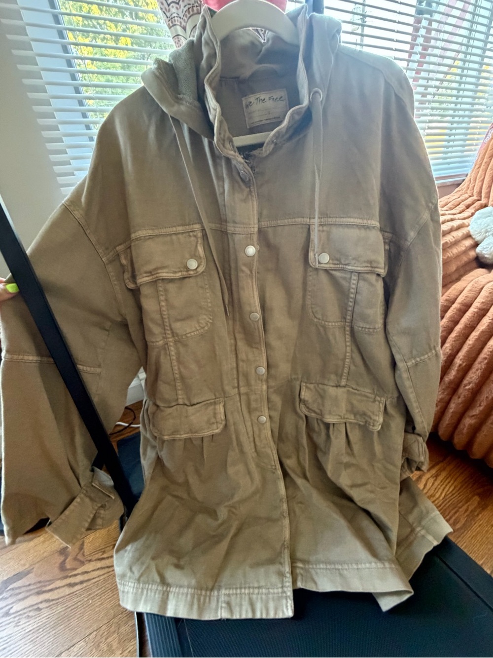 We The Free Utility Hooded Jacket in Taupe Green